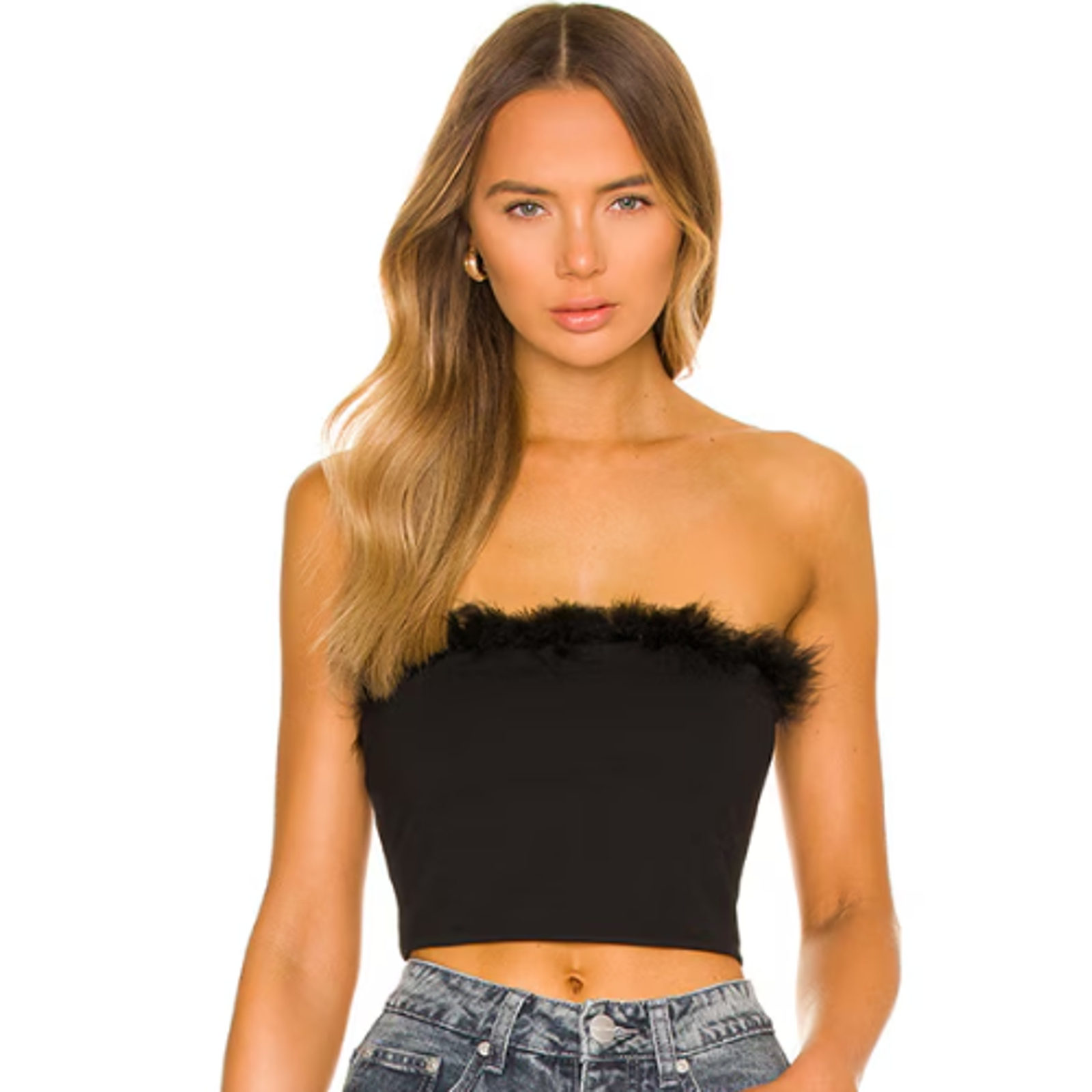 Revolve Superdown Olivia Strapless Top In Black Nwot Size Xs